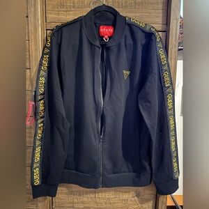 GUESS Black Bomber Jacket with Gold Detailing
